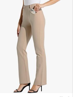 Willit Women’s Khaki Yoga Dress Pants Bootcut Stretch